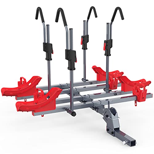 MARVOWARE 2'' Hitch Bike Rack for Cars 4 Pack, 4-Bike Electric Bike eBike Carrier for Standard, Fat Tire Bicycles, 132 lbs Capacity with Smart Tilting…