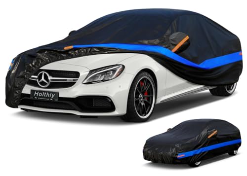 Holthly Funda Coche Exterior Impermeable, Cubre Coche de 10 Capas, Cubierta Coche Protector de Sol y Polvo, Capa para Carro Apto para Audi A4 A5, BMW Serie 3, Mercedes Clase C, VW Passat,etc. 3XL