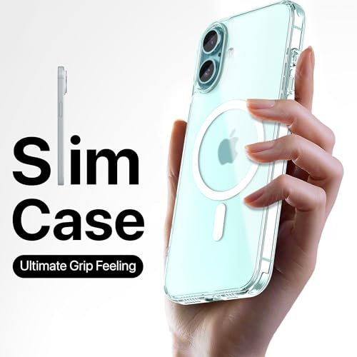 Image of eller sante Clear Magpro Back Cover for iPhone 16 Plus Scratch Resistant Camera Screen Protector Shockproof Protective TPU Phone Case 10ft Drop Protection Support Mag-Safe Wireless Charging- Clear