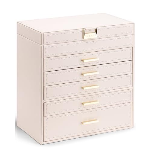 Vlando 6 Layer Large Jewelry Box - Jewelry Holder Organizer, Jewelry Box Organizer for Drawer Necklace Ring Bracelet and Watch, Birthday Gift for Love