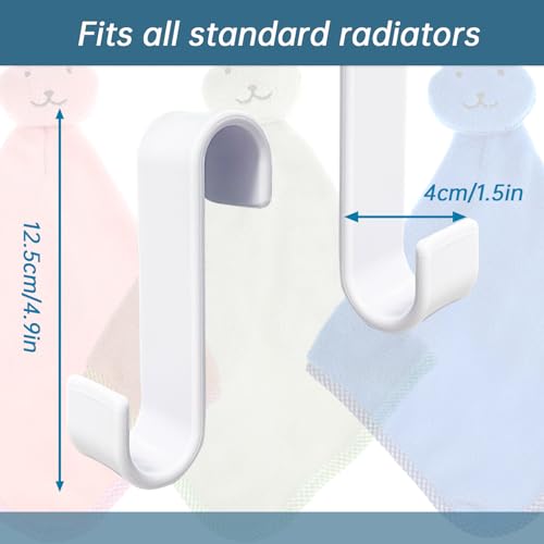 Fengxunzmm 8 Stück Haken für Rundheizkörper, Haken zum Einhängen für Heizkörper, Handtuchhalter Heizung, S Haken Kunststoff zum Aufhängen, für alle Standard Radiator, Weiß