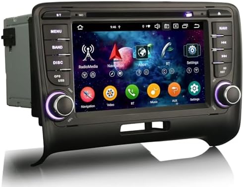 Android 14 Car Stereo for Audi TT MK2 2006-2014 Head Unit 2 Din Carplay Android Auto Bluetooth WiFi SWC A2DP DVD Radio DAB+DSP IPS 4GB RAM 64GB ROM