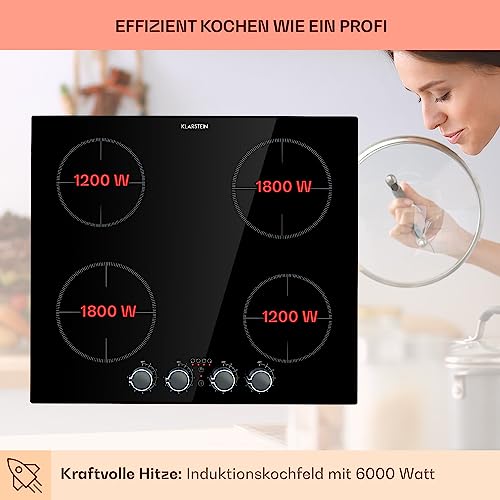 Klarstein Induktionskochfeld, Herd mit 4 Kochfelder, 6000W Induktion Einbauherd, Moderner...