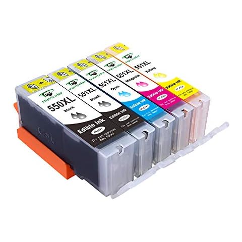 Supricolor Compatible Canon PGI-550xl CLI-551xl Edible Ink Cartridges, Replacement for PGI-550 CLI-551 Use with Canon Pixma iP7250 MG5650 MX925 iX6850 MG5550 MG5450 MG6650 MX920 MG5400 5-Pack Cover