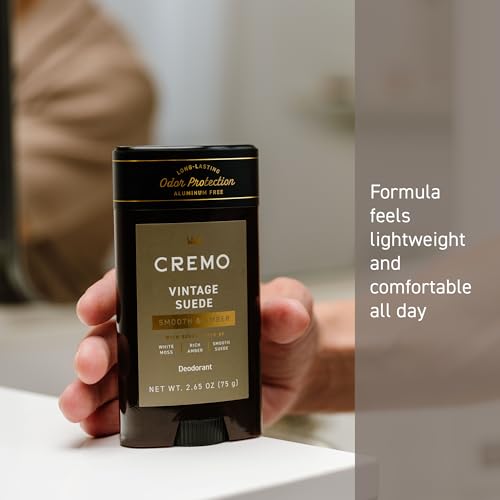 Image of Cremo Vintage Suede Aluminum Free Deodorant for Men, 48-hour Long Lasting Odor Protection, 2.65 Ounce (Pack of 12)