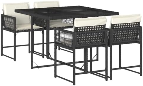vidaXL Ensemble à Manger de Jardin avec Coussins 5 pcs, Table et ...