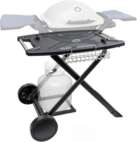 Portable Cart for Weber Q1200, Q1000, Q2200, Q2000, Q2400, Folding Cart for Outdoor BBQ,Portable Stand for Weber Q Series Gas Grills and Ninja Woodfire OG700 Series by Broil-X - Used condition - US$102.11