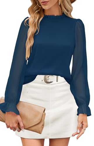 Image of Aifer Womens Blouses Dressy Casual Business Work Shirts Mock Neck Tops