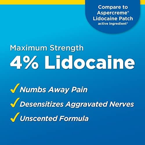 Amazon Basic Care Maximum Strength OTC Pain Relief , 4% Lidocaine Patch, 3.9β x 5.5β, 15-Count Box (Previously HealthWise) - 3