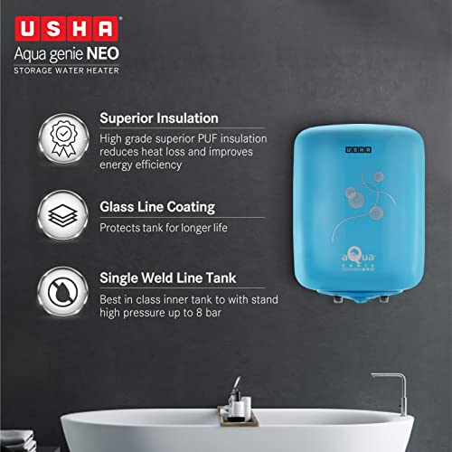 Image of Usha Aquagenie Neo 6 Litre Storage Water Heater with Free Installation (Sky Blue)