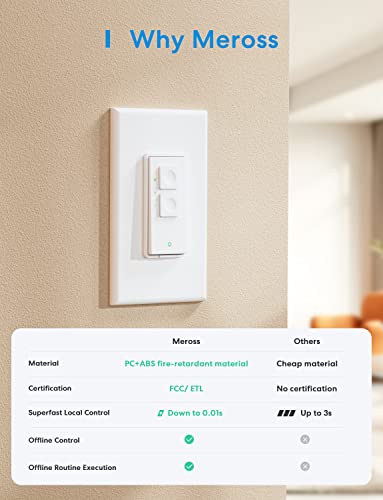 Meross MSS560 Smart Dimmer Switch, Single Pole Wifi Light Switch Works With Apple Homekit thumb #6