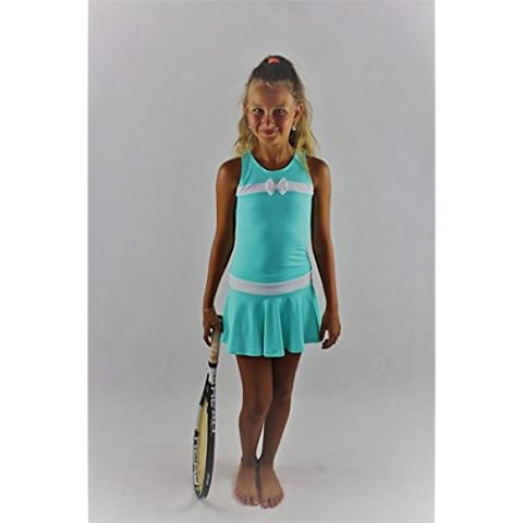 EMZA Mädchen Tennisbekleidung (Mint+Weiß, Größe: 128-134/ Alter: 7-9 Jahre) Cover