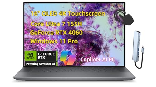 Image of NewDell XPS 16 9640 Business Laptop, 16 inch OLED 4K Touchscreen, Core Ultra 7 155H, 32GB RAM, 1TB SSD, GeForce RTX 4060, Backlit KB Thunderbolt4, Wi-Fi 7 w /AI Copilot + AI PC, Win 11 Pro, USB-C Hub
