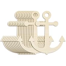 Anglechic 12 Pack 12 Inch Blank Anchor Cutout Unfinished Wood Anchor Slices Wooden for Crafts Summer Shaped Ornaments Door Hanger Decor for Summer Home Party Decoration Craft Project