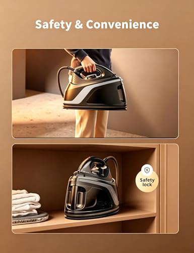 Image of Sundu Steam Iron for Clothes with Rapid Heating Ceramic Coated Soleplate, 1500W, Auto-Off Safety, Burst of Steam, Self-Clean, Anti-Calc, Anti-Drip 300ml Water Tank for Clothes Ironing Dark Black