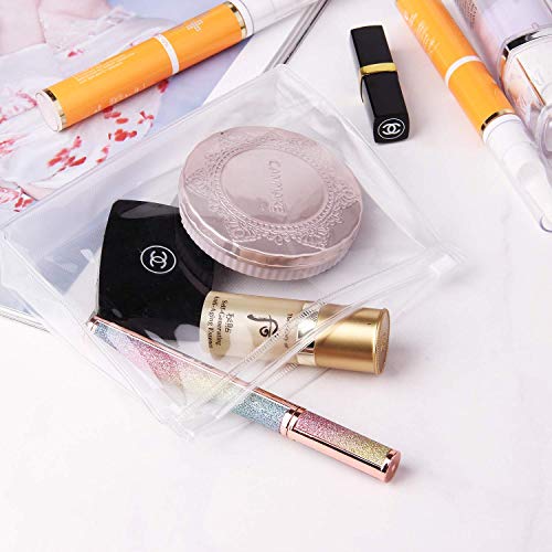 sansheng Small Clear Cosmetic Bag with Zipper,(5.9X1.38X5.1inch) Plastic Zipper Bags,Mini Clear Pouch for Toiletries and Gifting(10 Pack)
