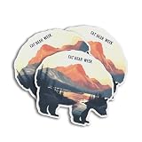 Mountain and Bear Art Fat Bear Week Themed Outdoor Funny Sticker for Car Body, Phones, Laptop, Windows, Water Bottles, Tumbler, Mug, Helmets