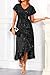 Pinup Fashion Women Formal Dress Black Cocktail Sequin Evening Party Wedding Guest Glitter Flutter Sleeve High Low Elegant Long Dress