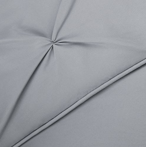 Image of Amazon Basics Soft, Lightweight King Size Comforter Set, All-Season Down-Alternative 3-Piece Bedding Set, Pinch Pleat Design with Piped Edges, Dark Grey