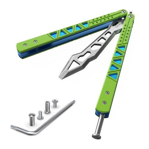 Nabalis G10 Spaner Ultra-Butterfly Knife Balisong Trainer - Folding Knife Unsharpened - for Practicing Flipping Blunt Practice No Edge Tool Lightweight Ball Bearing CNC Durable Crowbar Tool