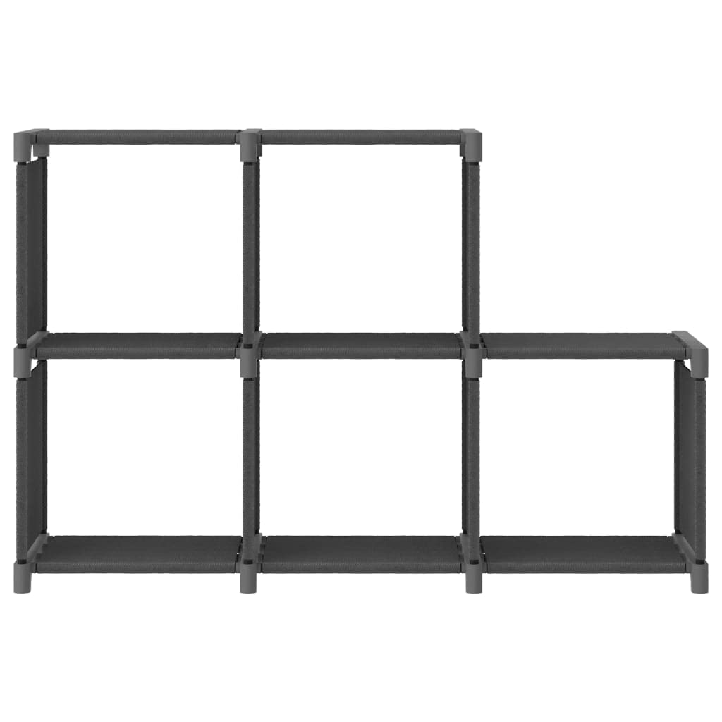 Scaffale a cubo con 5 scomparti, in tessuto, grigio, 103 x 30 x 72,5 cm | Scaffale leggero con telaio in acciaio per soggiorno e camera da letto, offre spazio flessibile per libri e decorazioni.