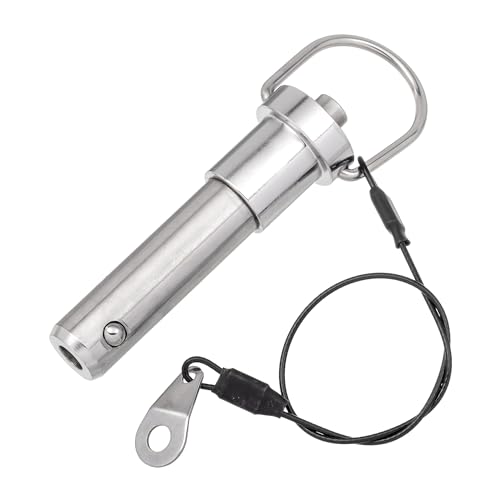 HALLMERS 16mm Pin Diameter 40mm Usable Length Quick Release Ball Head Pin Lock with 260mm Retaining Wire Cable - Stainless Steel - Self Locking Fasten Security Bolt Accessory Push Pull Fastening Tool