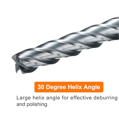 Image of HARFINGTON Carbide Square Nose End Mill Bit 3 /8 inch Cut Dia 4 Flutes TiAlN Coated Milling Cutter for Hardened Steel Metal (3 /8 inch Shank 2 inch Cut Length 4 inch Long 30 Degree Helix HRC53-55)