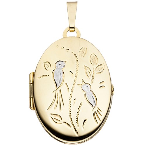 JOBO Damen-Medaillon aus 333 Gold Oval zum Öffnen für 2 Fotos