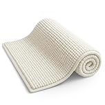 KEPLIN Non-Slip Microfibre Bath & Toilet Mat - Soft, Plush & Comfortable Rug with Machine Washable Design - Water Absorbent & Quick Drying to Keep Bathroom & Home Hygienic & Clean - (40x60cm) White