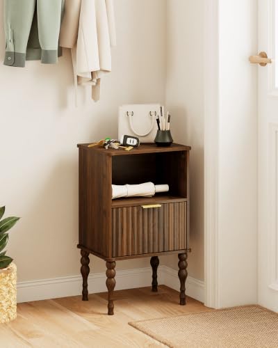 Image of Veegle Small Wooden Nightstand with Drawer