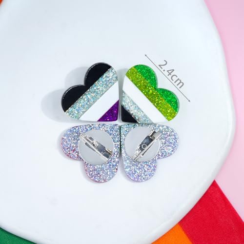Image of LGBTQ+ Pride Pins - Rainbow Heart Flag Lapel Brooch Pin Badge Progress Pride Bisexual Transgender Nonbinary Lesbian Pansexual LGBTQ Accessories for Jackets Backpacks Hats