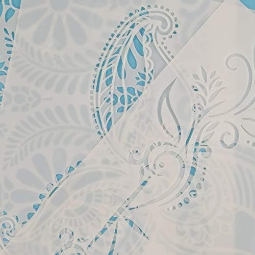 Flower Border Stencils, 8 Pcs Mandala Stencils for Painting on Wood Canvas Paper Wall Mandala Border Reusable DIY Craft Stencils 21x29.7cm