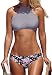 beautyin Womens Stripe High Neck Bikini Set Swimsuit Cross Back Bathing Suit,Stripe,(US 4-6) / Label M