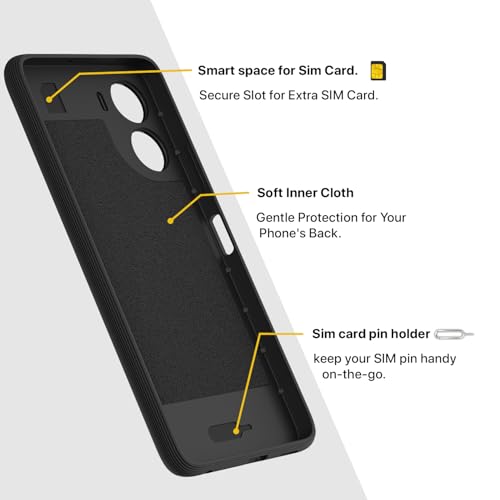 Image of Pikkme Back Cover for Vivo Y16 Camera Protection 3D Hexa Cube Design Silicone Protective Bumper Case (Black)