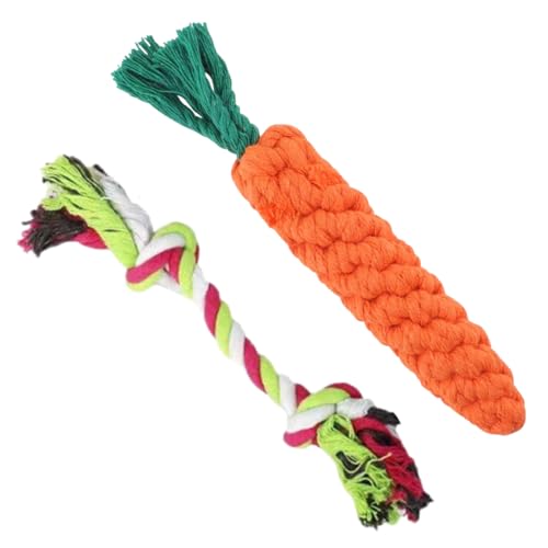 Gioco per cani in corda intrecciata carota, 2 pezzi , giocattolo da masticare con materiale di cotone, pulizia dei denti, giocattolo per cani di piccola e media taglia, interazione con il proprietario