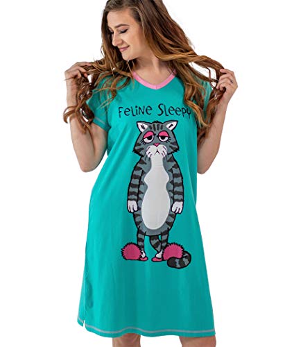 Lazy One Women's Nightgown, Funny V-Neck Sleep Shirt for Women, Novelty Pajama Tees