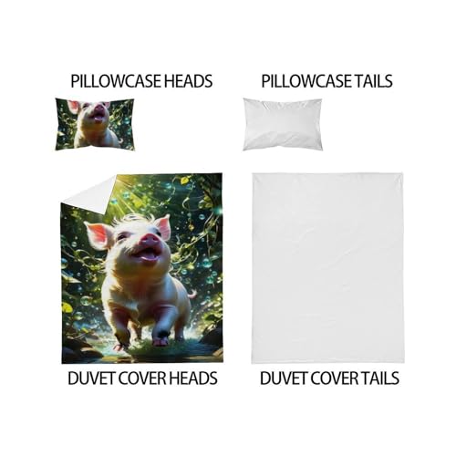 Housse de couette animaux 135x200cm en microfibre premium au fini 3D éclatant - 5