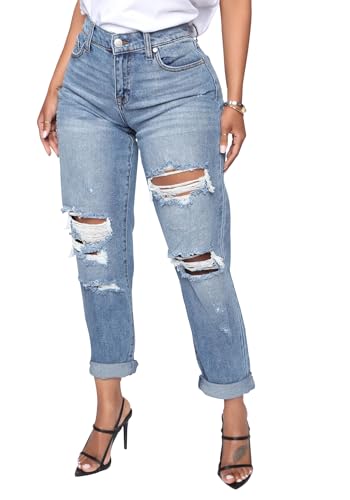 BessCops Butt Lifting Stretchy Distressed Jeans For Shapely Women