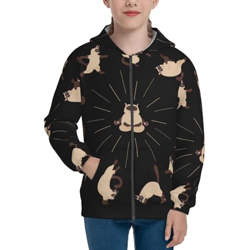 Cats Yoga Kid Hoodies Boys Zip Up Sweatshirts Girls Pullover with Pocket3