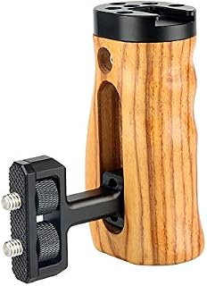 NICEYRIG Universal Side Wooden Handle Handgrip with Cold Shoe for DSLR Camera Cage