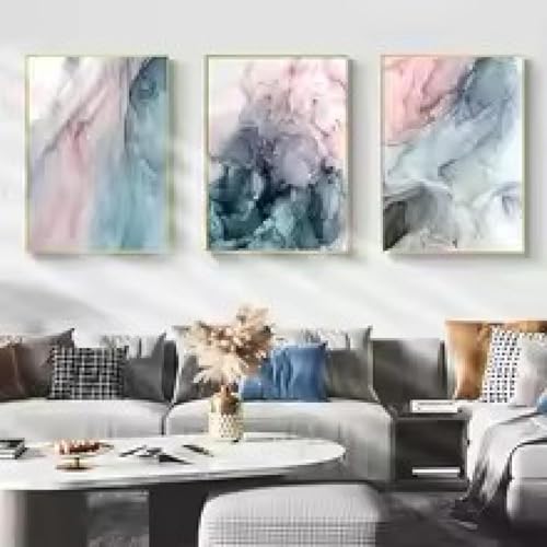Affiches abstraites colorées en marbre peinture sur toile art mural salon 3 pièces