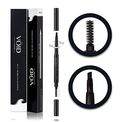 VOID Homme Beard Filler Pencil Sweat & Waterproof, Smudge-proof, Cover Patches Instantly & Get Natural Beard Fullness (Black)