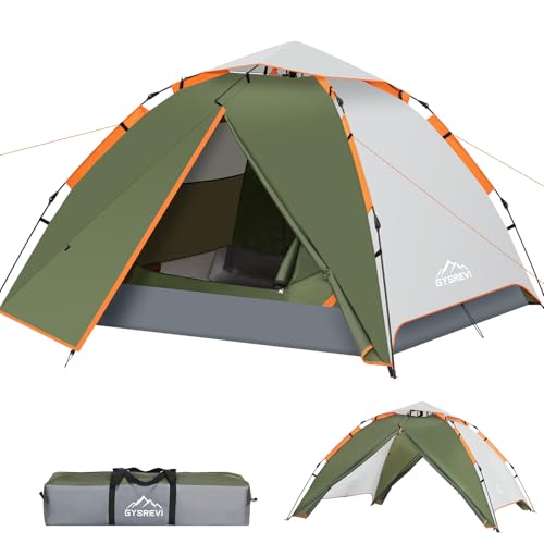 Gysrevi Camping Tent, 3 Man Instant Pop Up Tent Waterproof, Large Double Layer Automatic Dome Tent, Outdoor Backpacking Tents for Camping
