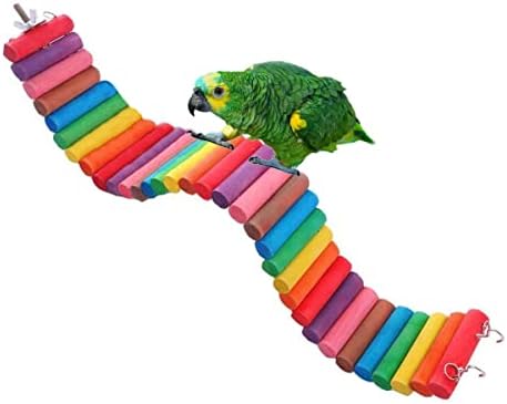 Litewoo Bird Ladder Bridge Swing Toy Natural Wood Stand Platform for Small Birds Parrots Parakeets Conures Cockatiels Canary Lovebirds Hamster Rat (Multicolor) image 5