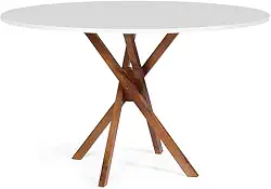 Mesa de Jantar Redonda 6 Lugares 120cm em Madeira June Branca - Straub Web