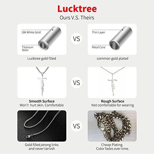 Lucktree Father Cross Necklace For Men Father’s Day Gift For Dad From Daughters Son Wife, Dad Birthday Jewelry Necklace For First Father In Law Step Dad New Dad Christian Gift (Father-White Gold) #TOP4