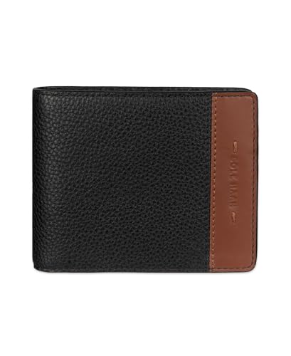 Cole Haan Men's Two-Tone Leather Slimfold Wallet, Black/Tan, One Size