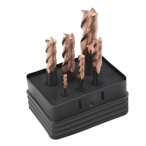 Image of Carbide Square Inch EndMill HRC55 Double Edge 4 Flute TiSiN Coating Tungsten Steel Inch Milling Cutter for Metal Steel 1 /8,3 /16,1 /4,5 /16,3 /8,1 /2 Series 6pcs Set