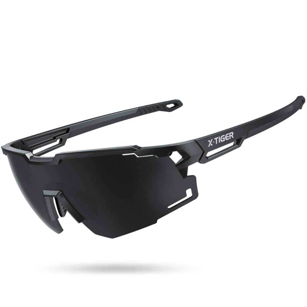 X-TIGER Schnelle Brille Herren, Damen Fahrradbrille Ultra-Leichter TR90 Rahmen, UV400 Schutz polarisierte Sportbrille mit verstellbarem Nasenpad und Ohrhaken für Laufen/Fahrrad/Angeln - 2