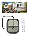 Happybuy Vertical RV Window, 14" W x 16" H Tinted Sliding Window with Net Screen & Trim Ring, Fits 15/16" - 1 3/4" Thickness Wall, RV Window Replacement for Teardrop, Cargo Trailer, Camper